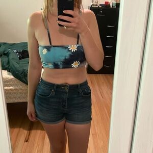 Floral Blue Crop Top